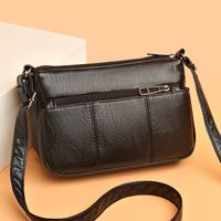 Women's Small Pu Leather Solid Color Vintage Style Square Zipper Crossbody Bag sku image 2