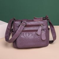 Women's Medium Pu Leather Flower Fashion Square Zipper Crossbody Bag main image 1