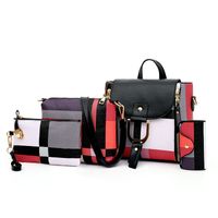 Women's Medium All Seasons Pu Leather Color Block Fashion Square Flip Cover Bag Sets sku image 2
