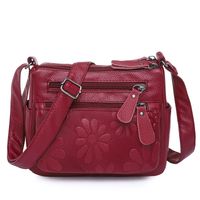 Women's Medium Pu Leather Flower Fashion Square Zipper Crossbody Bag sku image 1