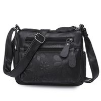 Women's Medium Pu Leather Flower Fashion Square Zipper Crossbody Bag sku image 4