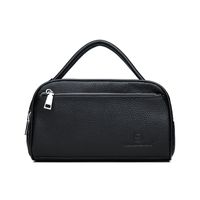 Men's Large Spring&summer Leather Solid Color Fashion Shell Zipper Handbag sku image 1