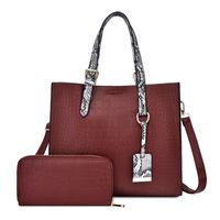 Women's Medium All Seasons Pu Leather Crocodile Fashion Ornament Square Zipper Tote Bag sku image 4