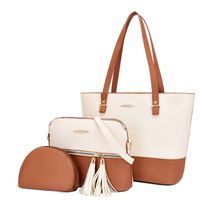 Women's Large All Seasons Pu Leather Color Block Fashion Square Zipper Bag Sets sku image 1