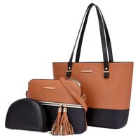 Women's Large All Seasons Pu Leather Color Block Fashion Square Zipper Bag Sets main image 5