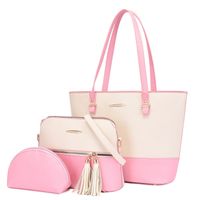 Women's Large All Seasons Pu Leather Color Block Fashion Square Zipper Bag Sets sku image 4