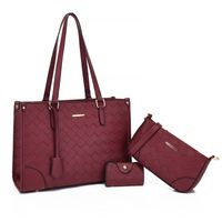 Women's Medium Autumn Pu Leather Solid Color Basic Ribbon Square Zipper Bag Sets main image 5