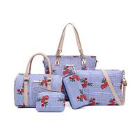 Women's Large All Seasons Pu Leather Flower Fashion Square Zipper Bag Sets sku image 2