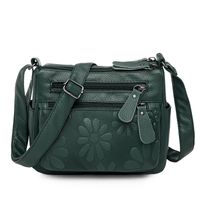 Women's Medium Pu Leather Flower Fashion Square Zipper Crossbody Bag sku image 3