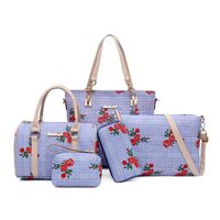 Women's Large All Seasons Pu Leather Flower Fashion Square Zipper Bag Sets main image 4
