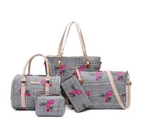 Women's Large All Seasons Pu Leather Flower Fashion Square Zipper Bag Sets sku image 3