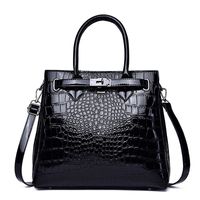 Women's Medium Autumn Pu Leather Solid Color Vintage Style Square Lock Clasp Tote Bag sku image 1