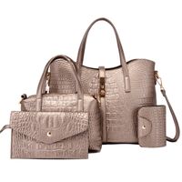 Women's Large All Seasons Pu Leather Solid Color Fashion Square Zipper Bag Sets sku image 4