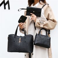 Femmes Grande Toutes Les Saisons Faux Cuir Couleur Unie Mode Carré Fermeture Éclair Ensembles De Sacs main image 4