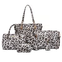 Women's Large All Seasons Pu Leather Leopard Vintage Style Square Zipper Bag Sets sku image 1