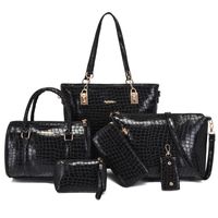 Women's Large All Seasons Pu Leather Leopard Vintage Style Square Zipper Bag Sets sku image 5
