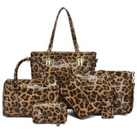 Women's Large All Seasons Pu Leather Leopard Vintage Style Square Zipper Bag Sets sku image 2