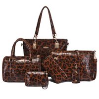 Frau Groß Alle Jahreszeiten Pu-leder Leopard Vintage-stil Quadrat Reißverschluss Taschen-sets sku image 6