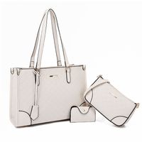 Women's Medium Autumn Pu Leather Solid Color Basic Ribbon Square Zipper Bag Sets sku image 1