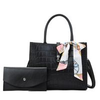 Women's Large All Seasons Pu Leather Crocodile Fashion Bowknot Square Zipper Tote Bag sku image 10