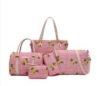 Women's Large All Seasons Pu Leather Flower Fashion Square Zipper Bag Sets sku image 1