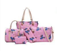 Women's Large All Seasons Pu Leather Flower Fashion Square Zipper Bag Sets sku image 5