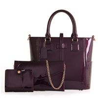 Women's Medium All Seasons Pu Leather Solid Color Fashion Square Zipper Bag Sets sku image 2