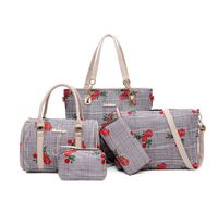 Women's Large All Seasons Pu Leather Flower Fashion Square Zipper Bag Sets sku image 4