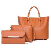 Femmes Grande Toutes Les Saisons Faux Cuir Couleur Unie De Base Carré Fermeture Éclair Ensembles De Sacs sku image 5