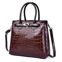 Women's Medium Autumn Pu Leather Solid Color Vintage Style Square Lock Clasp Tote Bag main image 3