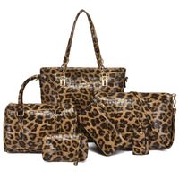 Frau Groß Alle Jahreszeiten Pu-leder Leopard Vintage-stil Quadrat Reißverschluss Taschen-sets main image 2