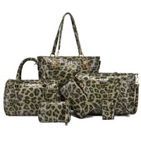 Women's Large All Seasons Pu Leather Leopard Vintage Style Square Zipper Bag Sets sku image 4