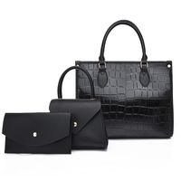 Women's Large All Seasons Pu Leather Crocodile Fashion Square Zipper Bag Sets sku image 1