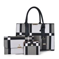 Women's Large All Seasons Pu Leather Plaid Fashion Ornament Square Zipper Bag Sets sku image 4