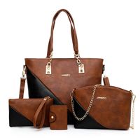 Women's Large All Seasons Pu Leather Color Block Fashion Square Zipper Bag Sets sku image 5