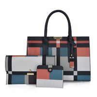 Women's Large All Seasons Pu Leather Plaid Fashion Ornament Square Zipper Bag Sets sku image 1