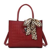 Women's Large All Seasons Pu Leather Crocodile Fashion Bowknot Square Zipper Tote Bag sku image 1