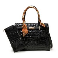 Women's Medium All Seasons Pu Leather Crocodile Fashion Square Zipper Handbag sku image 2