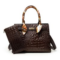 Women's Medium All Seasons Pu Leather Crocodile Fashion Square Zipper Handbag sku image 3