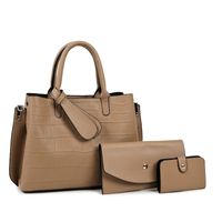 Women's Medium Pu Leather Crocodile Fashion Ornament Square Zipper Bag Sets sku image 8