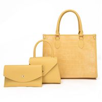 Women's Large All Seasons Pu Leather Crocodile Fashion Square Zipper Bag Sets sku image 3