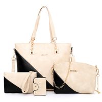 Women's Large All Seasons Pu Leather Color Block Fashion Square Zipper Bag Sets sku image 4