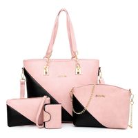 Women's Large All Seasons Pu Leather Color Block Fashion Square Zipper Bag Sets sku image 3