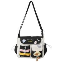 Women's Medium All Seasons Canvas Color Block Fashion Square Zipper Square Bag sku image 1