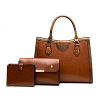 Women's Large All Seasons Pu Leather Solid Color Fashion Square Zipper Bag Sets sku image 1