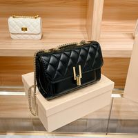 Women's Small Pu Leather Lingge Fashion Square Lock Clasp Crossbody Bag main image 2