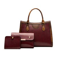 Women's Large All Seasons Pu Leather Solid Color Fashion Square Zipper Bag Sets sku image 4