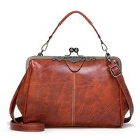 Women's Medium Pu Leather Color Block Vintage Style Dumpling Shape Lock Clasp Cloud Shape Bag main image 1