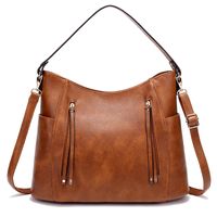 Women's Medium Pu Leather Solid Color Fashion Tassel Square Zipper Crossbody Bag sku image 3