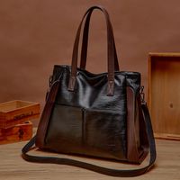 Women's Small All Seasons Pu Leather Solid Color Vintage Style Square Zipper Tote Bag sku image 2